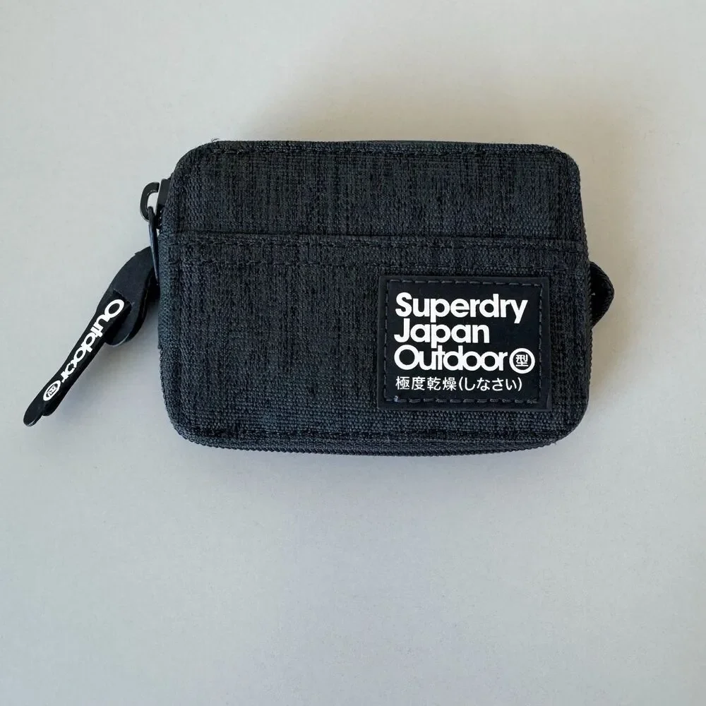 superdry japan outdoor fabric zip wallet in dark grey, os